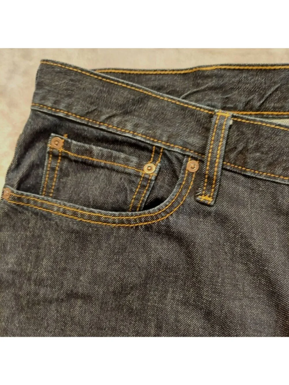 Old Navy dark mens straight 42x36 jeans measure 43x35.5 high rise 100% cotton